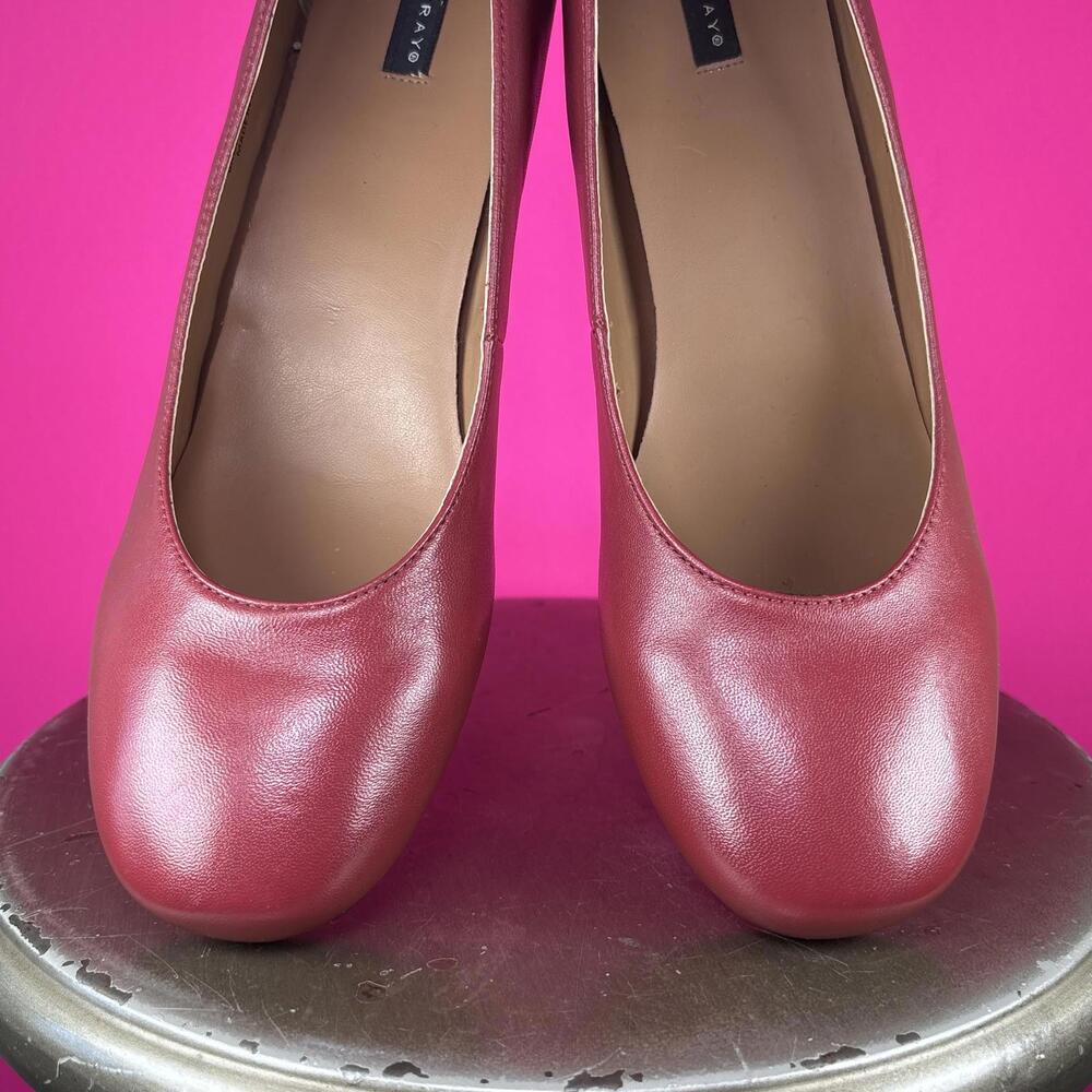 Array Flatter Red Leather Round Toe Low Heel Pump… - image 5